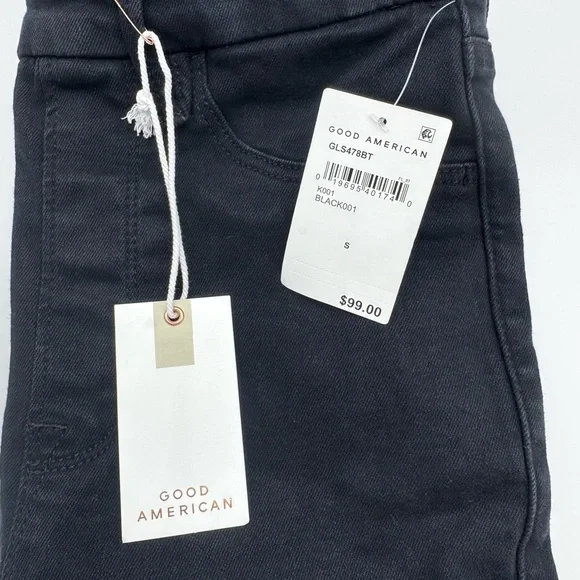 Good American Power Stretch Pull-On Straight Ankle Black Jeans, Size Small NWT - Picture 14 of 16